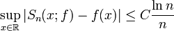 \sup_{x\in\mathbb{R}}|S_n(x;f)-f(x)|\le C\frac{\ln n}{n}