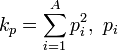 k_p=\sum_{i=1}^{A}p_i^2,~p_i