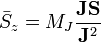 \bar{S}_z=M_J\frac{\bold{JS}}{\bold{J}^2}