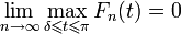 \lim_{n\rightarrow\infty} \max_{\delta \leqslant  t \leqslant  \pi} F_n(t)=0