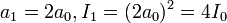 a_1=2a_0, I_1=(2a_0)^2=4I_0