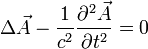 \Delta \vec{A}-\frac{1}{c^2} \frac{\partial^2 \vec{A}}{\partial t^2}=0