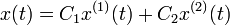 x(t)=C_1x^{(1)}(t)+C_2x^{(2)}(t)