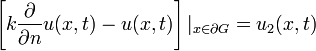 \left[k\frac{\partial}{\partial n}u(x,t)-u(x,t)\right]|_{x\in\partial G}=u_2(x,t)