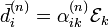 \bar{d}_{i}^{(n)}=\alpha_{ik}^{(n)}\mathcal{E}_k