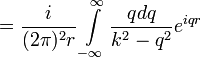 =\frac{i}{(2\pi)^2r}\int\limits_{-\infty}^{\infty}\frac{qdq}{k^2-q^2}e^{iqr}