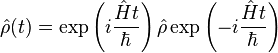 \hat{\rho}(t)=\exp\left(i\frac{\hat{H}t}{\hbar}\right)\hat{\rho}\exp\left(-i\frac{\hat{H}t}{\hbar}\right)